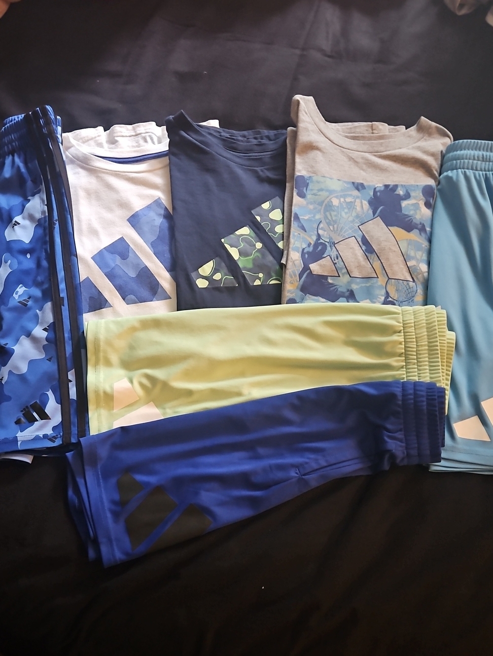 adidas Boys Athletic Tee & Shorts Set - Blue, Navy, Light Green, Gray